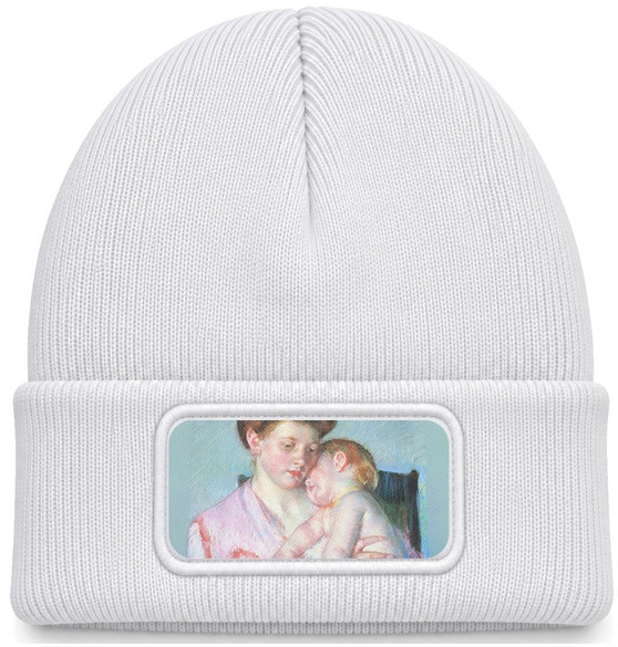 Czapka zimowa Śpiące niemowlę Mary Cassatt – biała