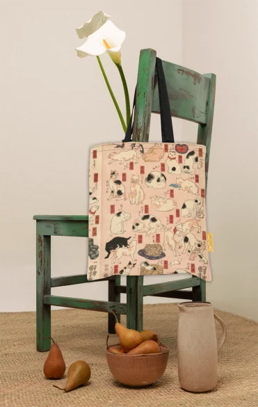 Torba na ramię 55 kotów reprezentujących pięćdziesiąt trzy stacje Tokaido Utagawa Kuniyoshi