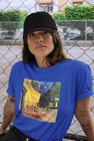 Koszulka z naszywką Taras kawiarni w nocy Vincent Van Gogh