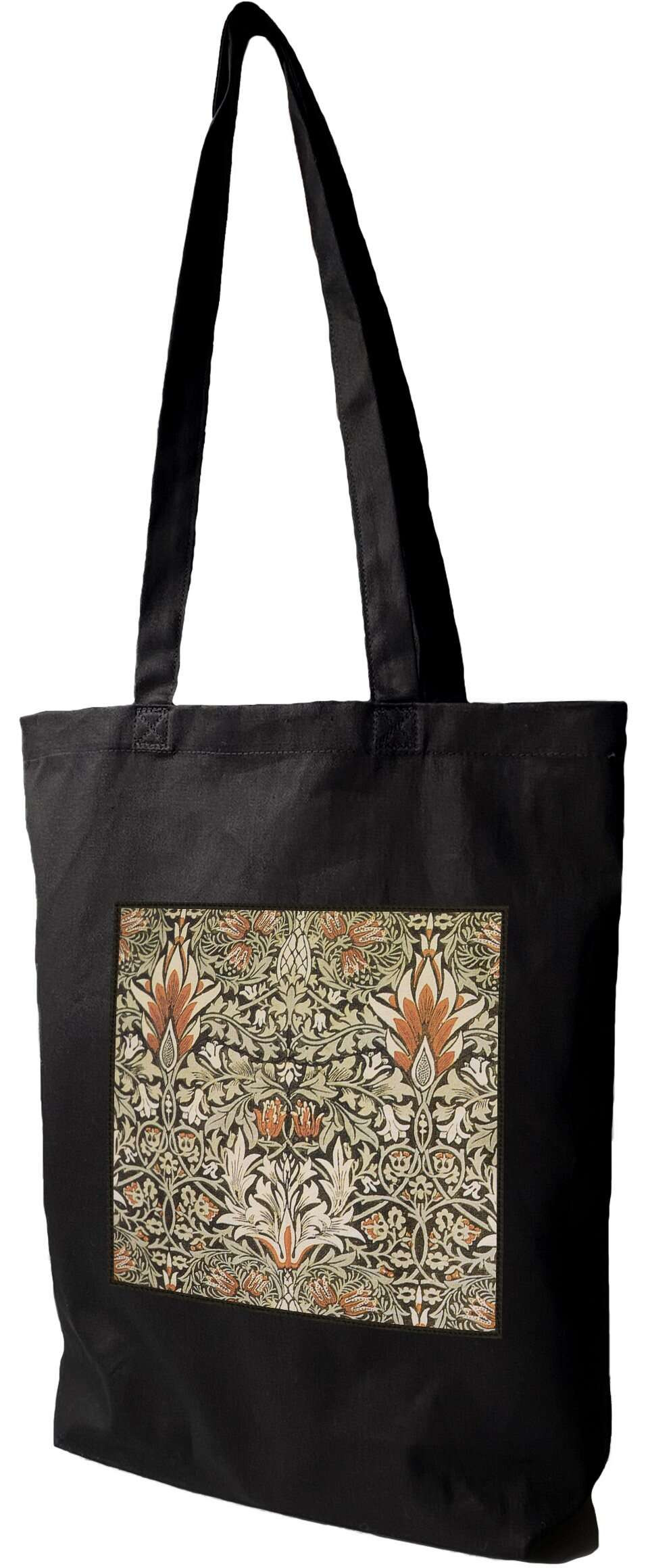 Torba z naszywką Główka węża William Morris, Czarna