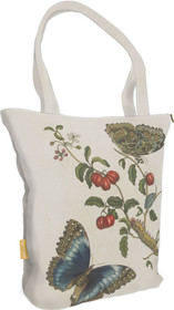 Torba na ramię shopper Great Blue Butterflies and Red Fruits Maria Sibylla Merian