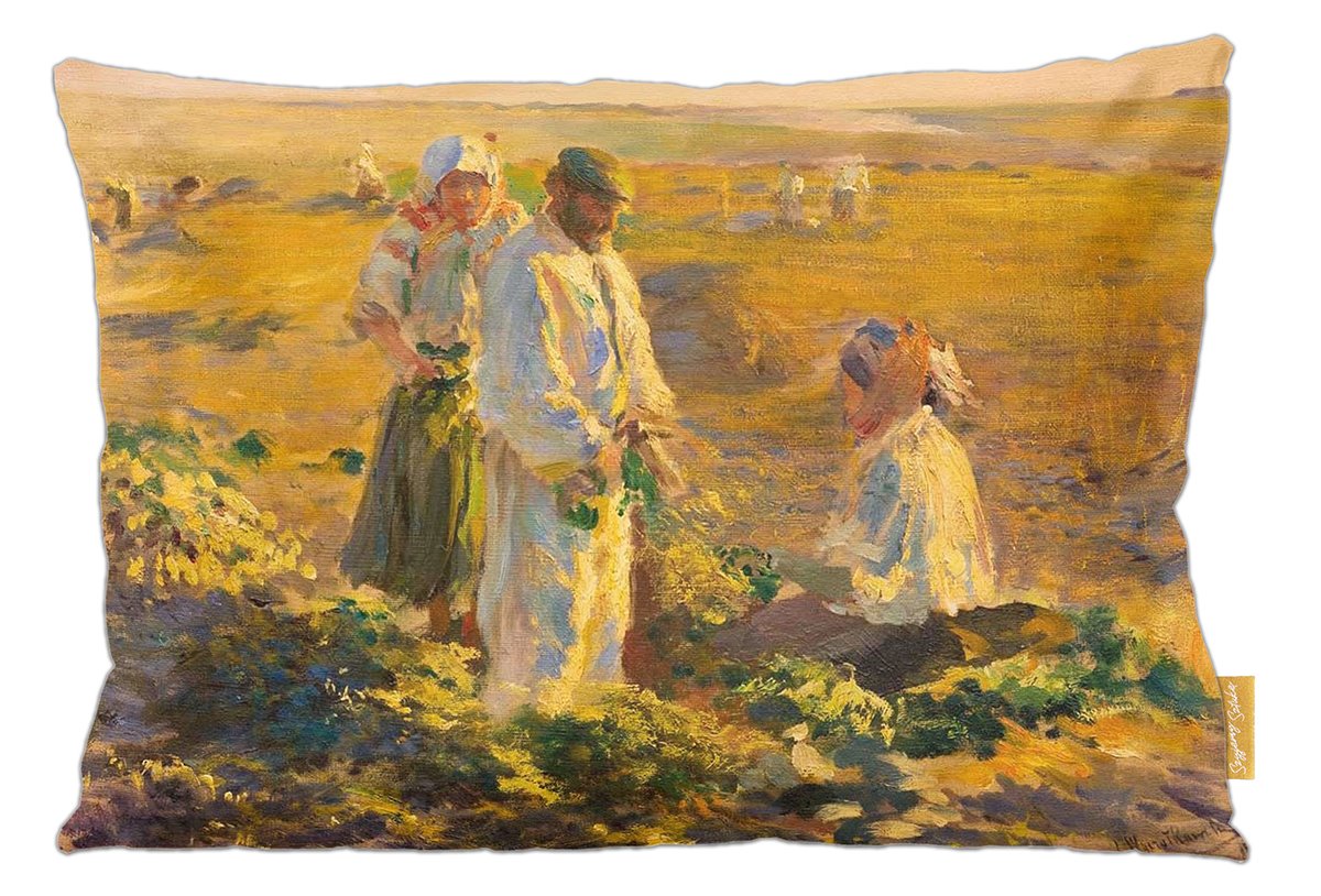 Poduszka dekoracyjna na prezent z obrazem Kopanie buraków Leon Wyczółkowski Szyjemy Sztukę
