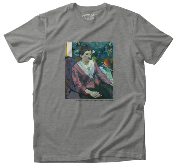 Koszulka z nadrukiem Kobieta na tle martwej natury, Cezanne Paul Gauguin