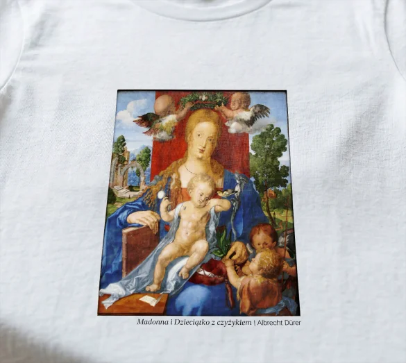 Koszulka z nadrukiem Madonna i Dzieciątko z czyżykiem Albrecht Dürer