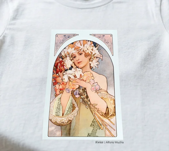 Koszulka z nadrukiem Kwiat Alfons Mucha