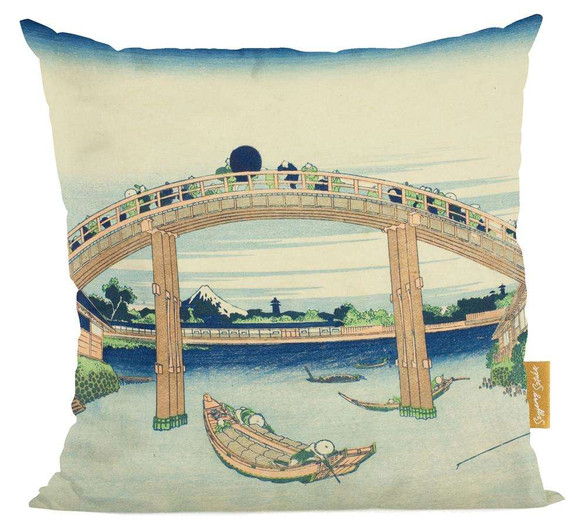 Poduszka Pod mostem Mannen w Fukagawa Katsushika Hokusai