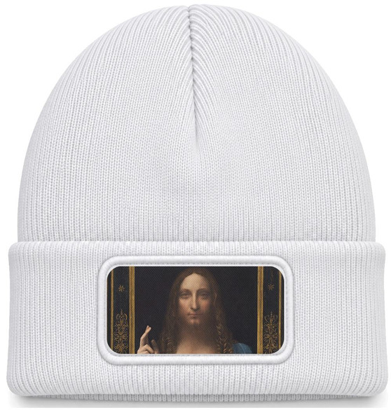 Czapka zimowa Zbawiciel świata Leonardo da Vinci – biała