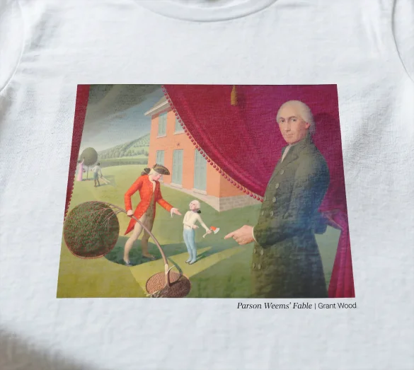 Koszulka z nadrukiem Parson Weems' Fable Grant Wood