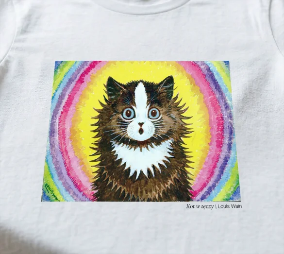 Koszulka z nadrukiem Kot w tęczy Louis Wain