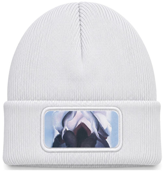 Czapka zimowa Czarna Iris III Georgia O’Keeffe – biała