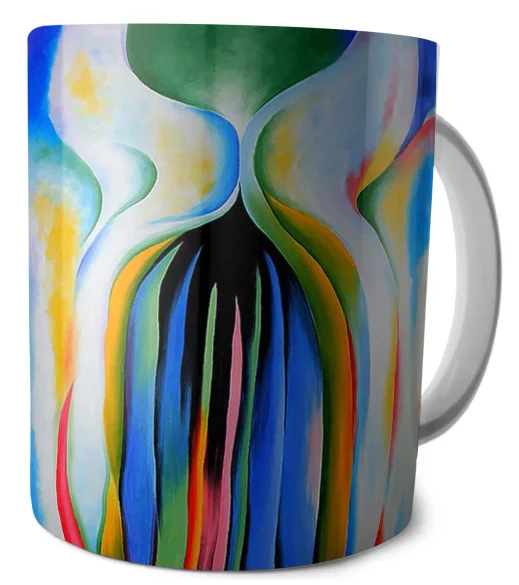 Kubek Szare linie z czarnym, niebieskim i żółtym Georgia O’Keeffe