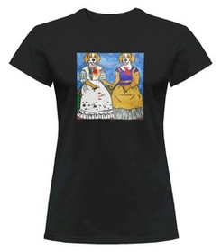 Bluzka damska z naszywką DOG PARODY: Dwie Fridy