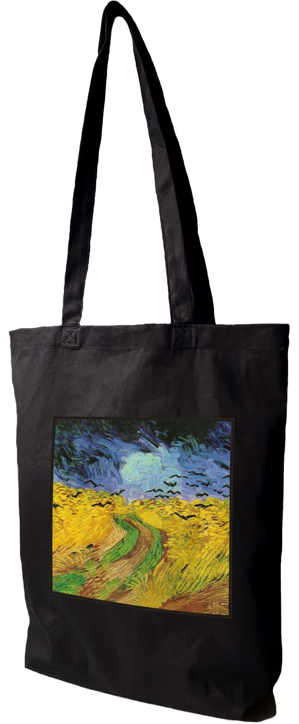 Torba z naszywką Pole pszenicy z krukami Vincent Van Gogh, Czarna