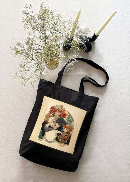 Torba z naszywką Bières De La Meuse (Piwo z mezy) Alfons Mucha