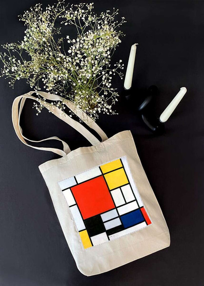 Torba z naszywką Kompozycja w czerwieni, żółci, błękicie i czerni Piet Mondrian