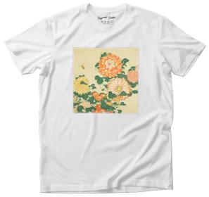 Koszulka z naszywką Chryzantemy i pszczoła Katsushika Hokusai