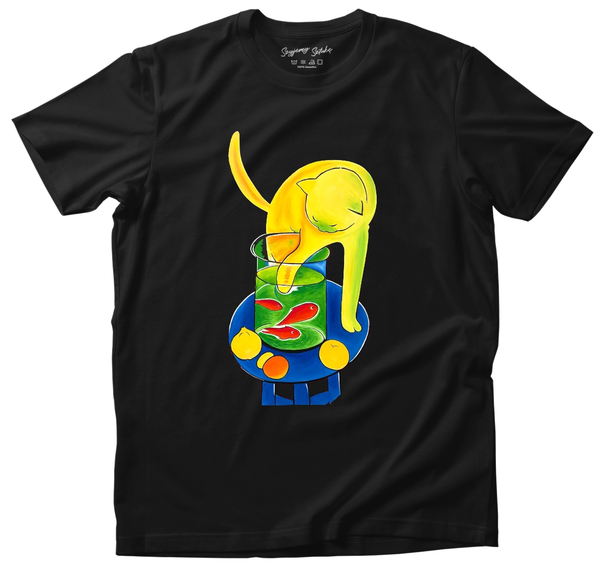Koszulka Kot ze złotą rybką Henri Matisse– koszulka z nadrukiem obrazu, t-shirt ze sztuką