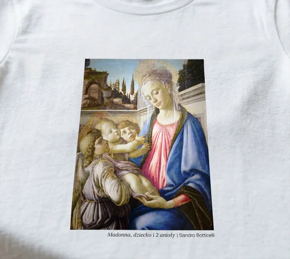Koszulka z nadrukiem Madonna, dziecko i 2 anioły Sandro Botticelli