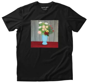 Koszulka z naszywką Still life of flowers in a blue vase Henri Rousseau