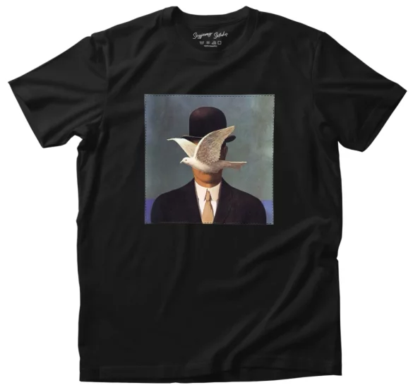 Koszulka z naszywką Mężczyzna w meloniku René Magritte