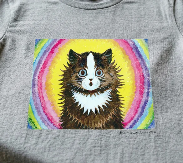 Koszulka z nadrukiem Kot w tęczy Louis Wain