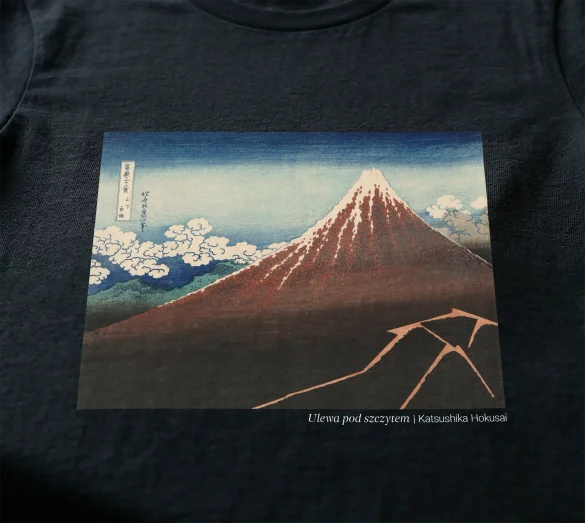 Koszulka z nadrukiem Ulewa pod szczytem Katsushika Hokusai