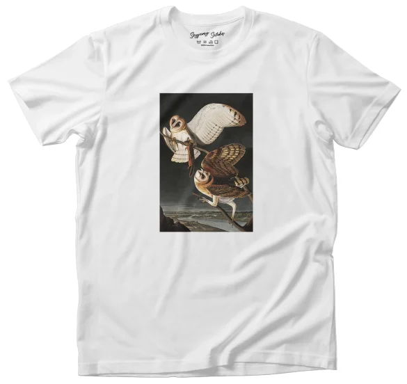 Koszulka z nadrukiem Barn Owl, Tyto Alba James Audubon