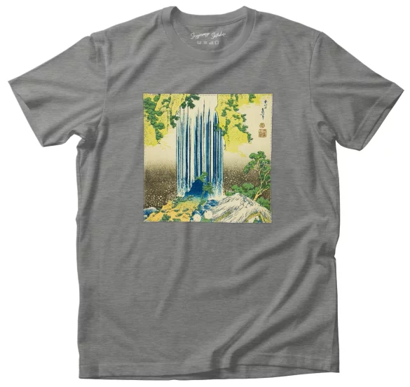 Koszulka z naszywką Wodospady Yoro w prowincji Mino Katsushika Hokusai