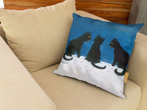 Poduszka Czarne koty na śniegu Louis Wain