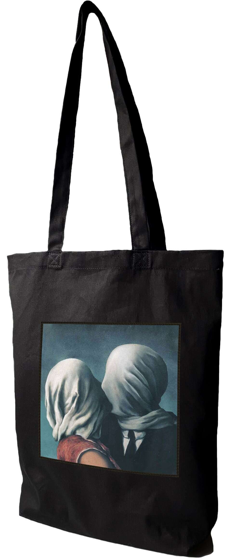 Torba z naszywką Kochankowie René Magritte, Czarna