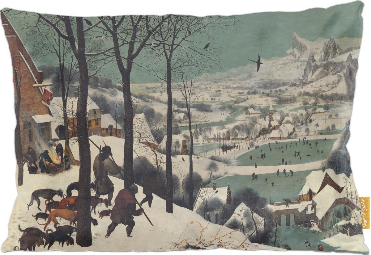 Poduszka dekoracyjna na prezent z obrazem Myśliwi na śniegu Pieter Bruegel starszy Szyjemy Sztukę