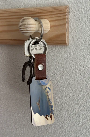 Brelok Pejzaż zimowy z rzeką i ptakiem Julian Fałat