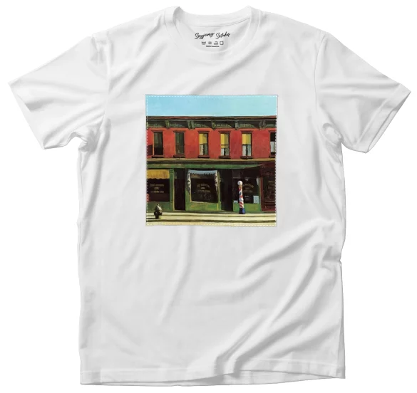 Koszulka z naszywką Wczesny niedzielny poranek Edward Hopper