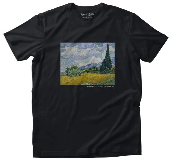 Koszulka z nadrukiem Pole pszenicy z cyprysami Vincent Van Gogh