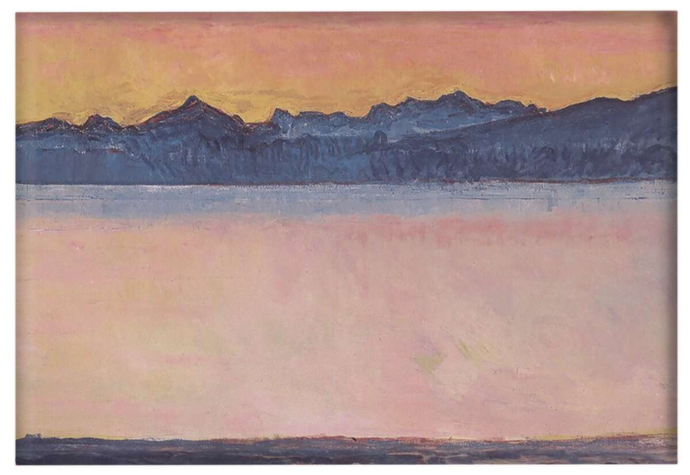 Magnes Genfersee mit Mont-Blanc im Morgenrot Ferdinand Hodler