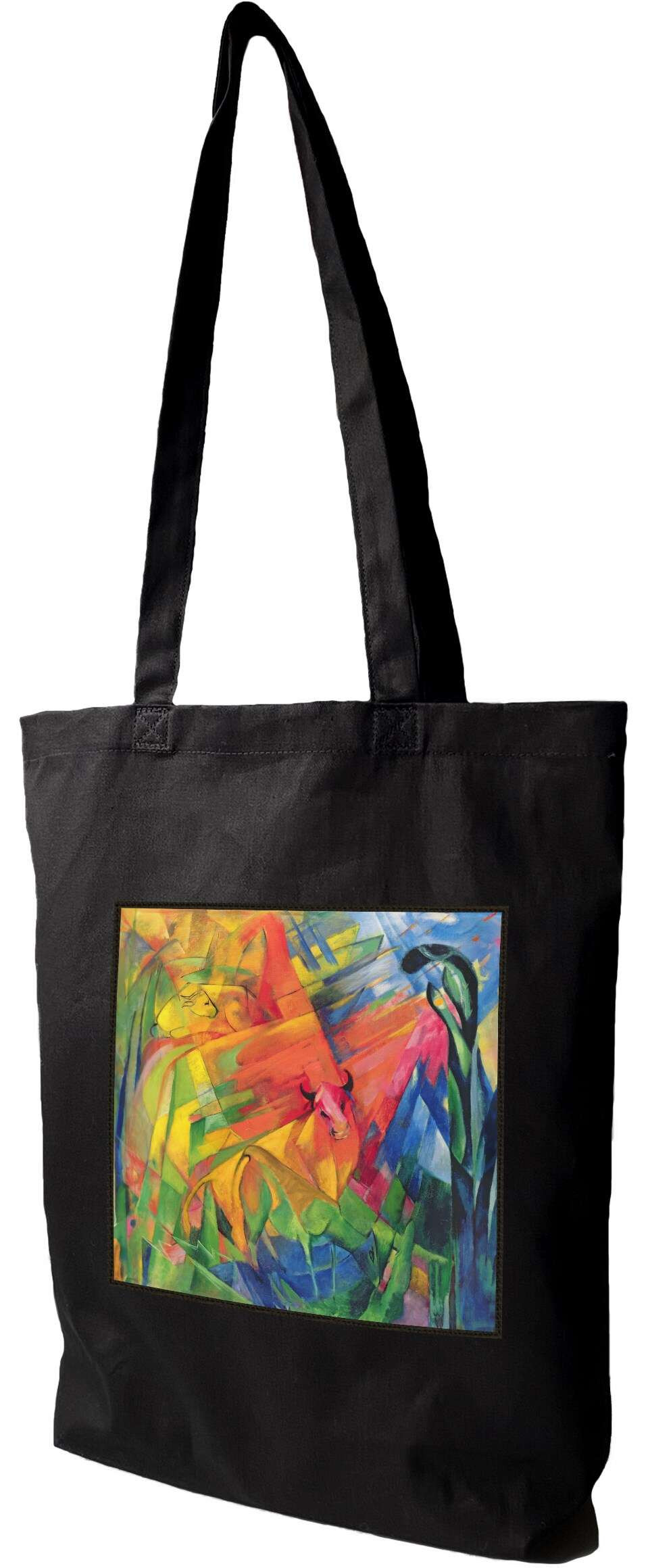 Torba z naszywką Zwierzęta w krajobrazie Franz Marc, Czarna