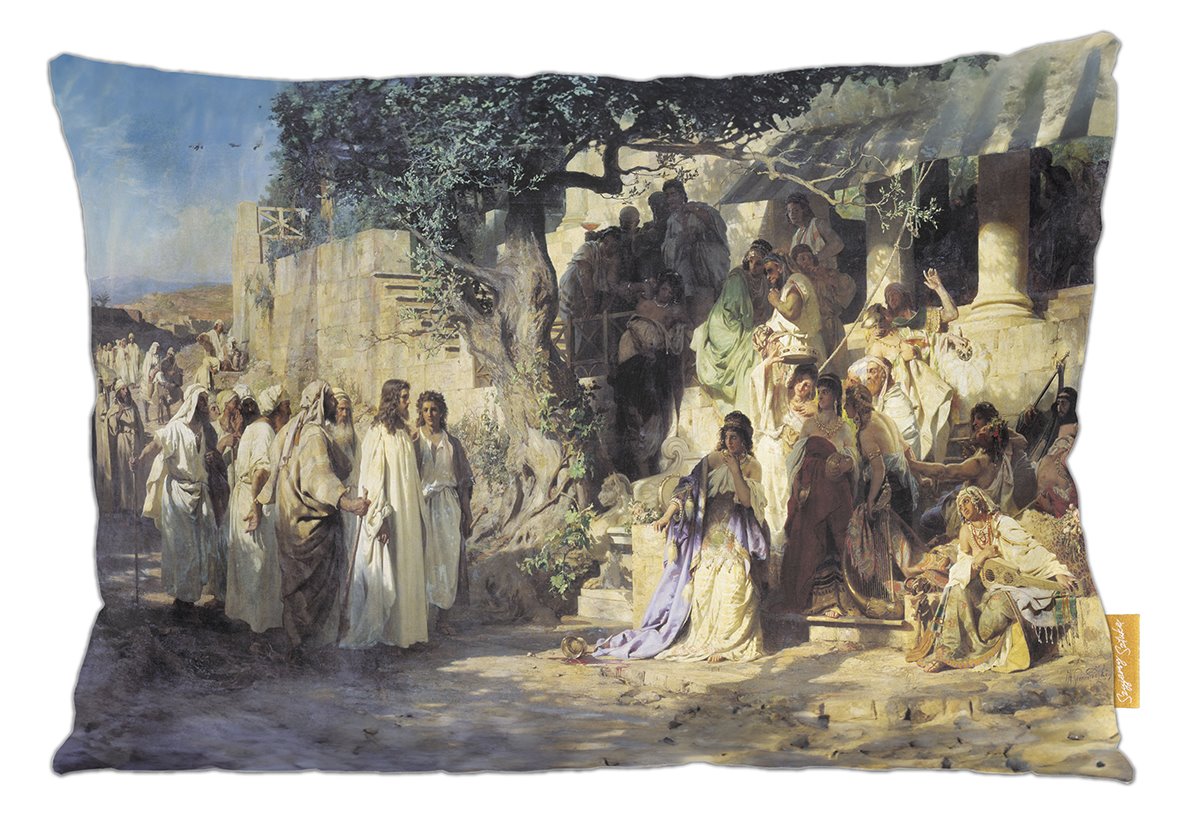 Poduszka dekoracyjna na prezent z obrazem Chrystus i jawnogrzesznica Henryk Siemiradzki Szyjemy Sztukę