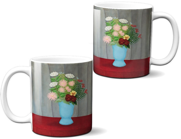 Kubek Still life of flowers in a blue vase Henri Rousseau