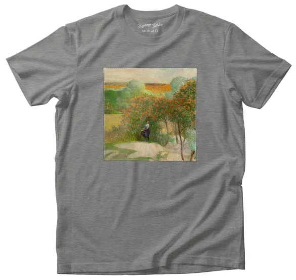 Koszulka z naszywką Pejzaż z jarzębiną, część prawa tryptyku _Idź nad strumienie_ Jacek Malczewski