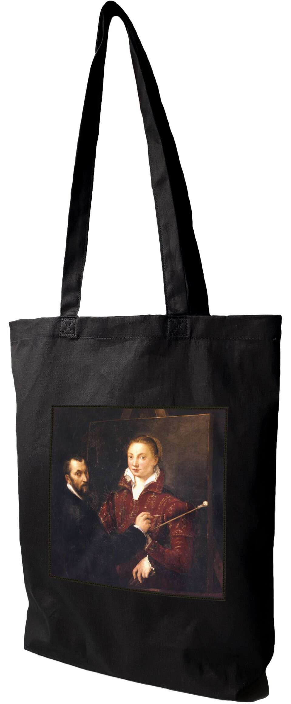 Torba z naszywką Bernardino Campi malujący Sofonisbę Anguissolę Sofonisba Anguissola, Czarna