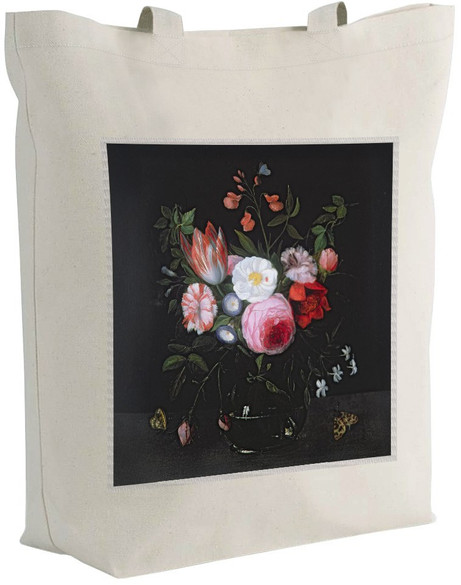 Torba z naszywką Wiosenne kwiaty w szklanym wazonie Jan van Kessel (starszy) 