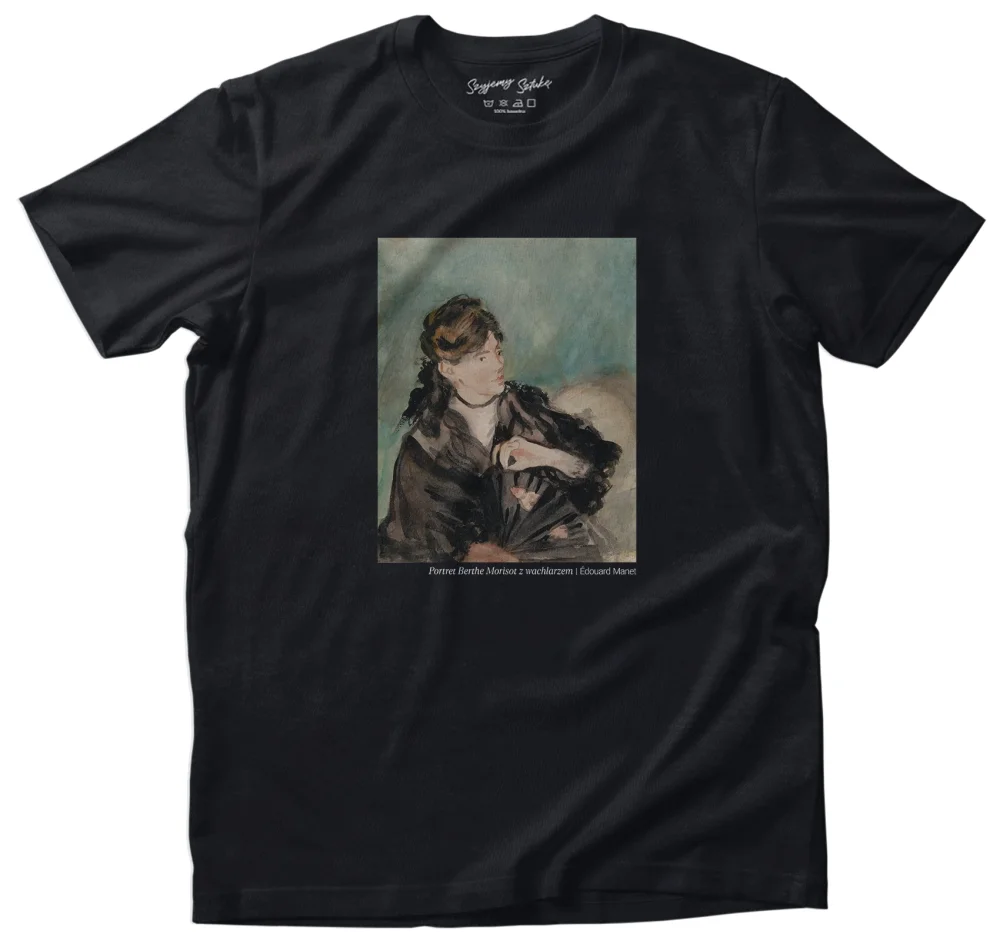 Koszulka z nadrukiem Portret Berthe Morisot z wachlarzem Édouard Manet
