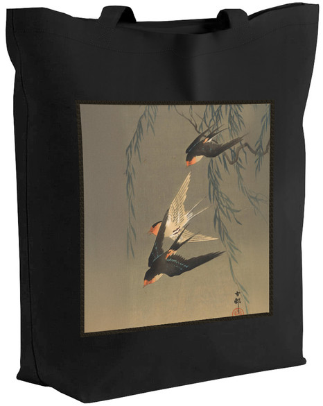 Torba z naszywką Trzy jaskółki rdzawoczerwone podczas nurkowania Ohara Koson