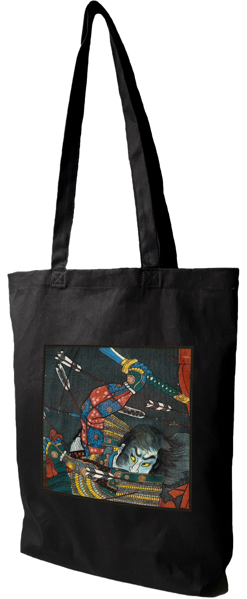 Torba z naszywką Bitwa pod Shijō Nawate Utagawa Kuniyoshi, Czarna