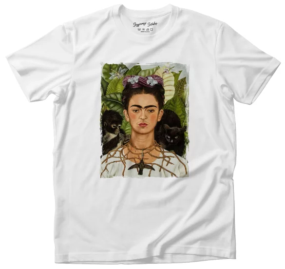 Koszulka Autoportret z cierniowym naszyjnikiem i kolibrem Frida Kahlo