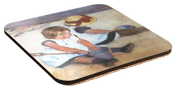 Podkładka pod kubek Dziewczynki bawiące się na plaży Mary Cassatt