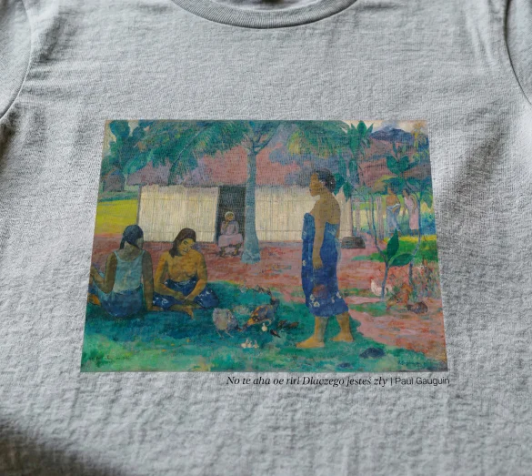 Koszulka z nadrukiem No te aha oe riri Dlaczego jesteś zły Paul Gauguin