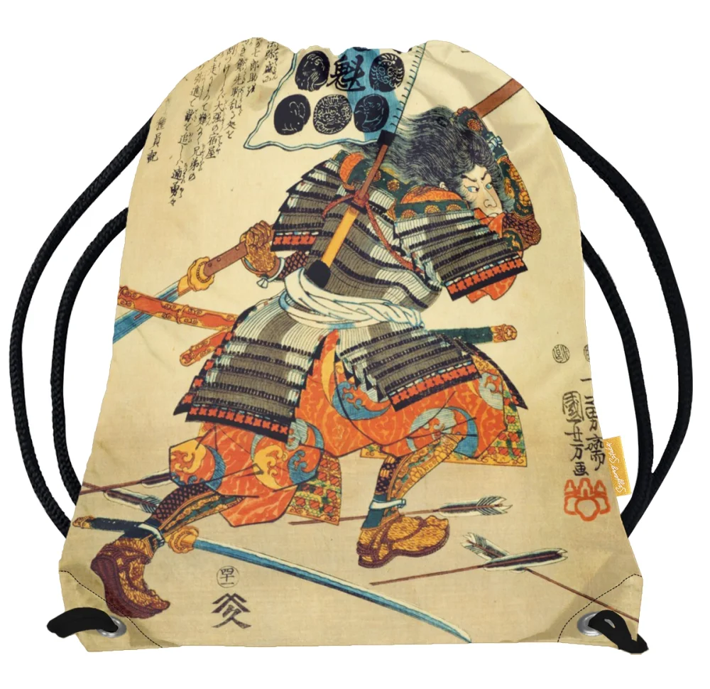 Worek Samuraj Kiyokazu z naginatą Utagawa Kuniyoshi