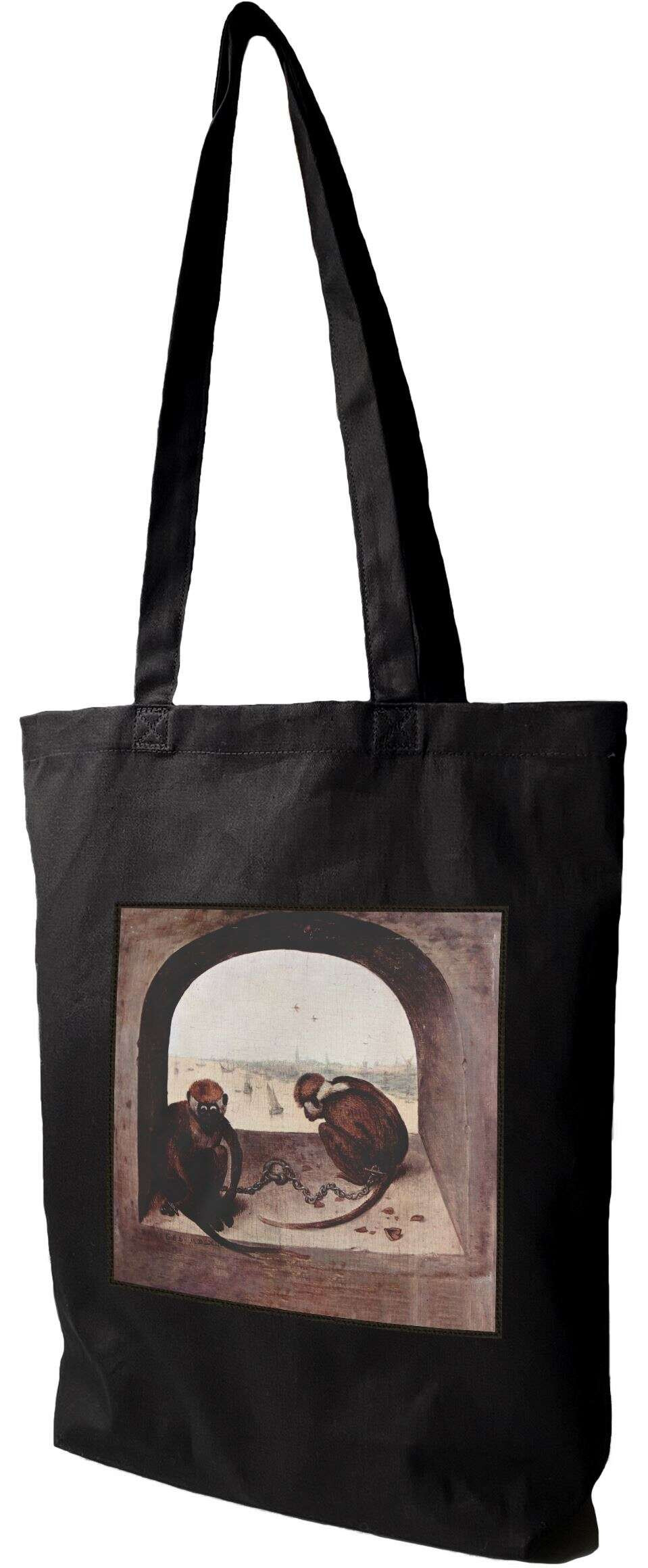 Torba z naszywką Dwie małpy Pieter Bruegel starszy, Czarna