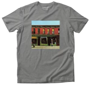 Koszulka z naszywką Wczesny niedzielny poranek Edward Hopper